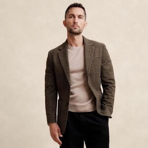 Banana Republic Factory Tailored Fit Brown Glen Plaid Jacket Blazer 46 Regular